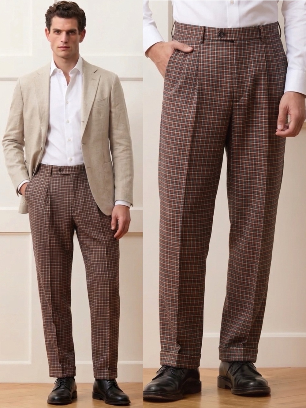 Todd Snyder $298 NEW Subalpino Check Madison  Pleated Trouser Pants 33 Old Money